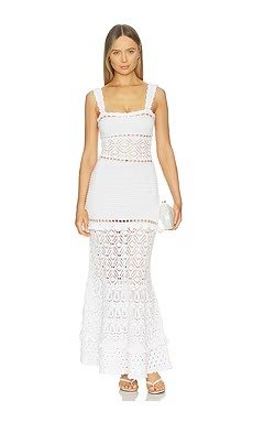 Winona Metallic White Crochet Dress