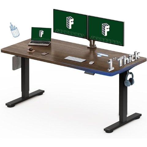  60"x24" 电动升降桌 黑胡桃