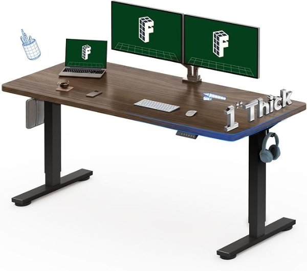  60"x24" 电动升降桌 黑胡桃