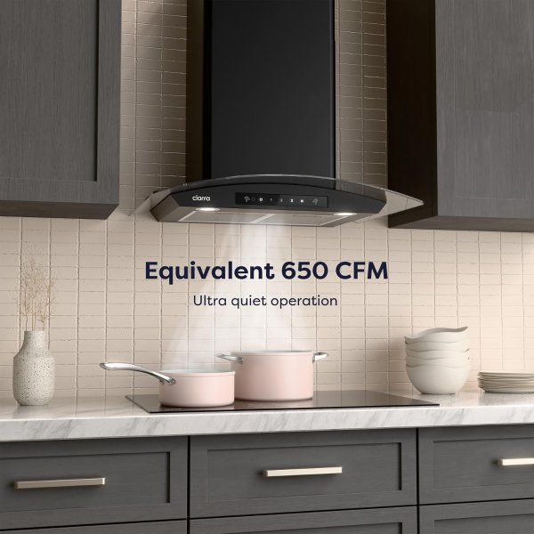 CIARRA 30 Inch Black Range Hood 650 CFM