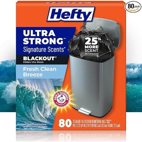 Ultra Strong 黑色13加仑垃圾袋 80只