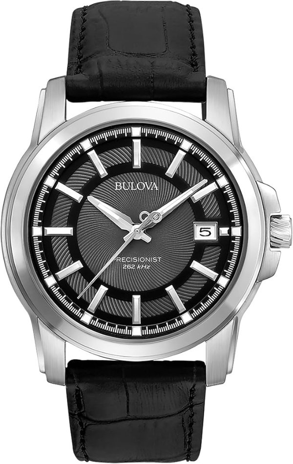 Bulova Men's Precisionist 96B158 Black Leather Watch