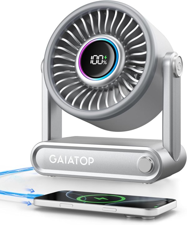 Gaiatop Portable Desk Fan 6000mAh Silver