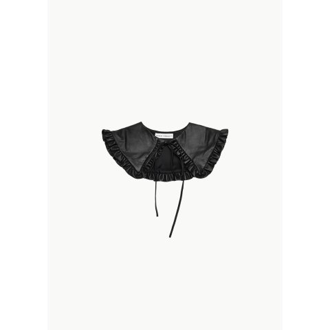 Black Leather Frill Collar