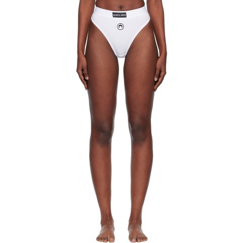 Marine Serre White Moon Logo High-Waist Briefs