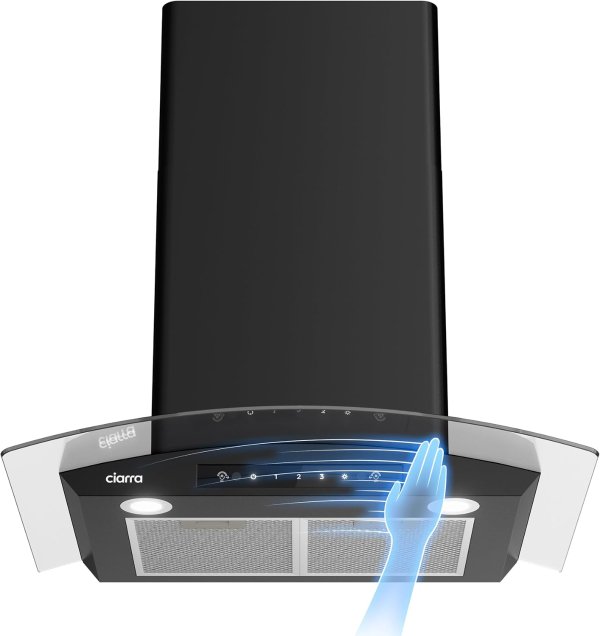 CIARRA 30 Inch Black Range Hood 650 CFM