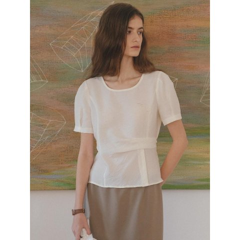 TILLIDIE TISU06BL06 Tied Drape Blouse Cream