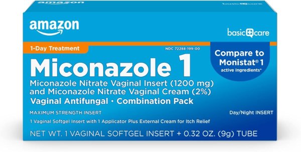 Amazon Basic Care Miconazole Nitrate Vaginal Insert 1200mg 1-Day