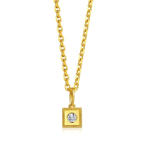 Gold 方形钻石吊坠