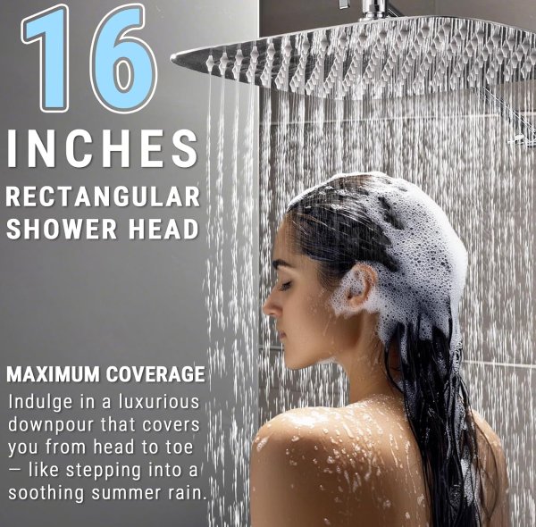 G-Promise All Metal Rain Shower Combo 16 Inch Chrome