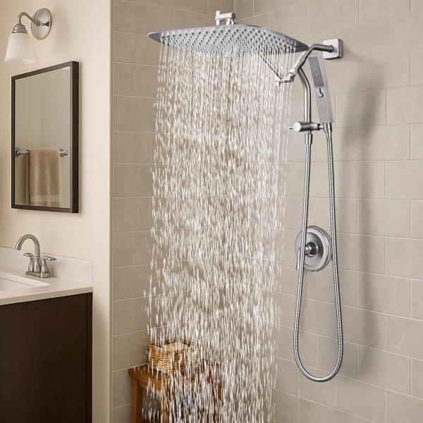 G-Promise 16 Inch All Metal Shower Combo Brushed Nickel