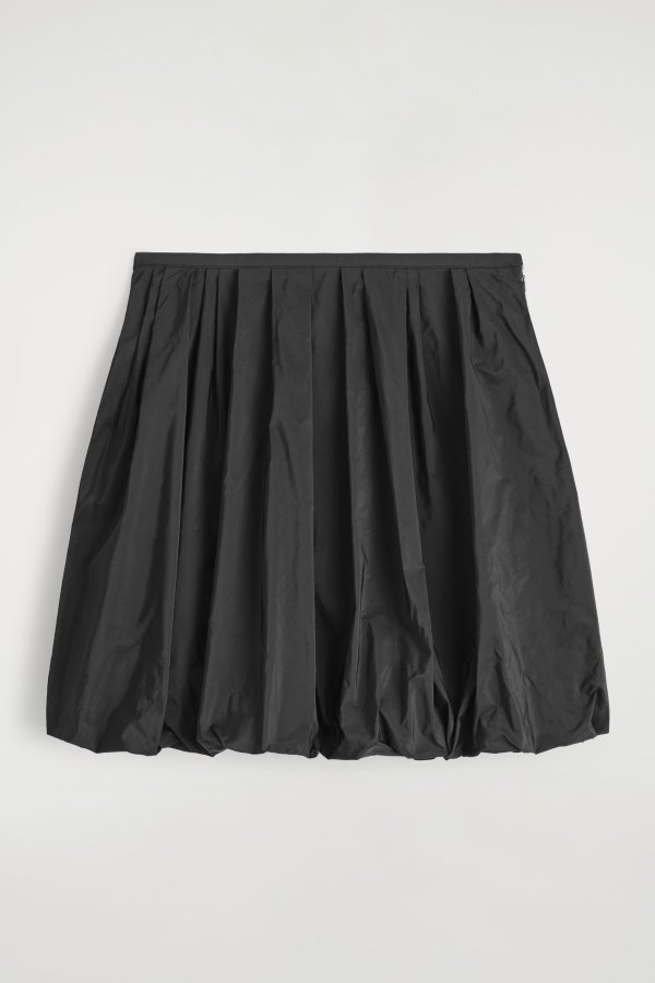 Bubble-Hem Mini Skirt Black