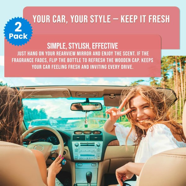 Black Cherry Car Air Freshener Hanging Diffuser 2 Pack
