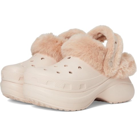 Crocs Bae Fuzzy Platform Clogs for Women