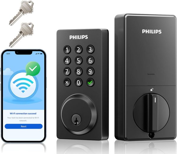 Smart Door Lock Black Built-in WiFi
