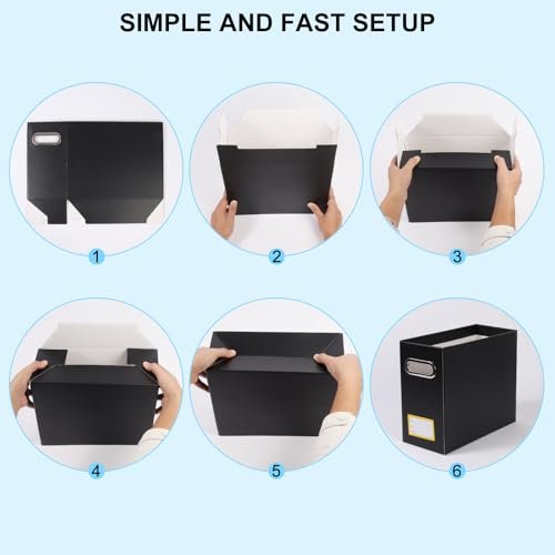 Tcbelosion Collapsible File Organizer Box Black-Yellow 2 Pack