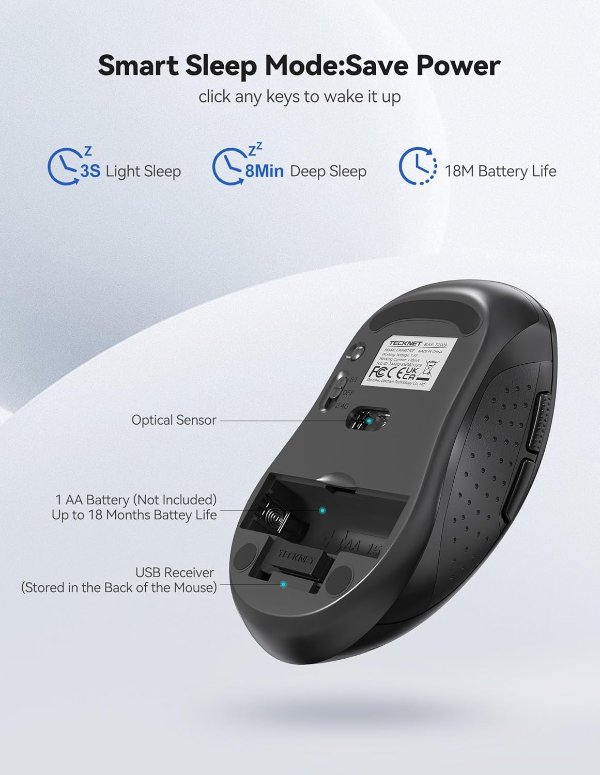 TECKNET Bluetooth Wireless Mouse 4000 DPI Silent