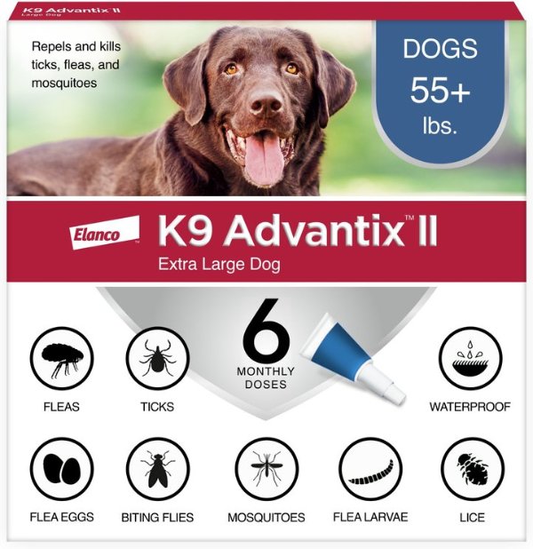 K9 Advantix II Flea & Tick Treatment for Dogs Over 55 lbs 6 Doses