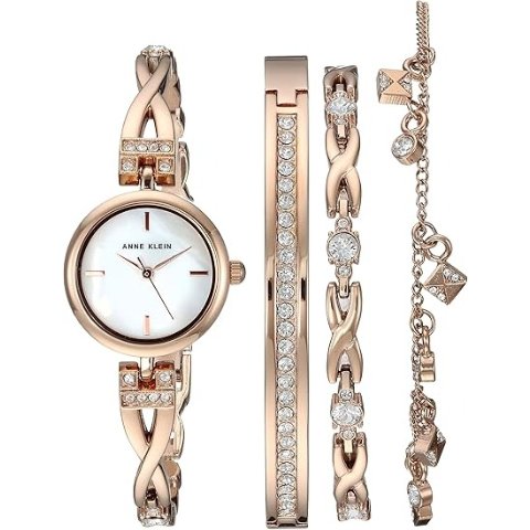Anne Klein 银色水晶女士手表套装