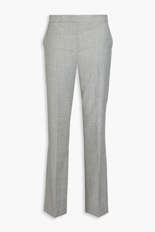 Melange Wool-Flannel Straight-Leg Pants