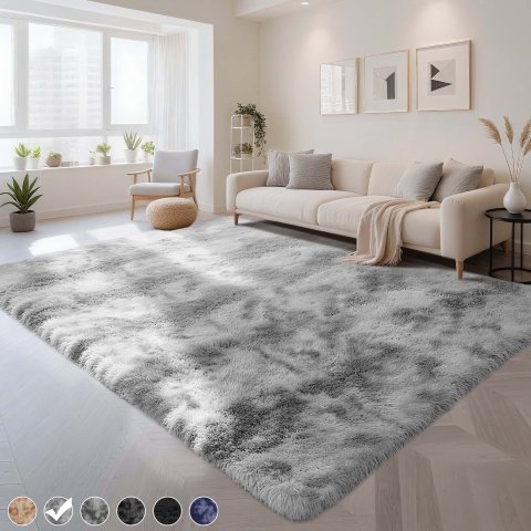 CozyDesg Area Rug 8x10ft Fluffy Light Gray
