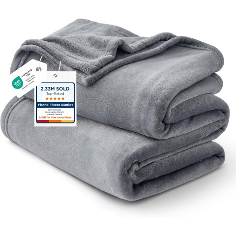 Bedsure GentleSoft 羊毛毯 灰色 90x90英寸
