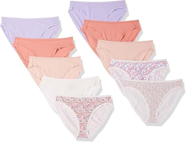 Amazon Essentials Women's High-Cut Cotton Bikini Panty Multipack