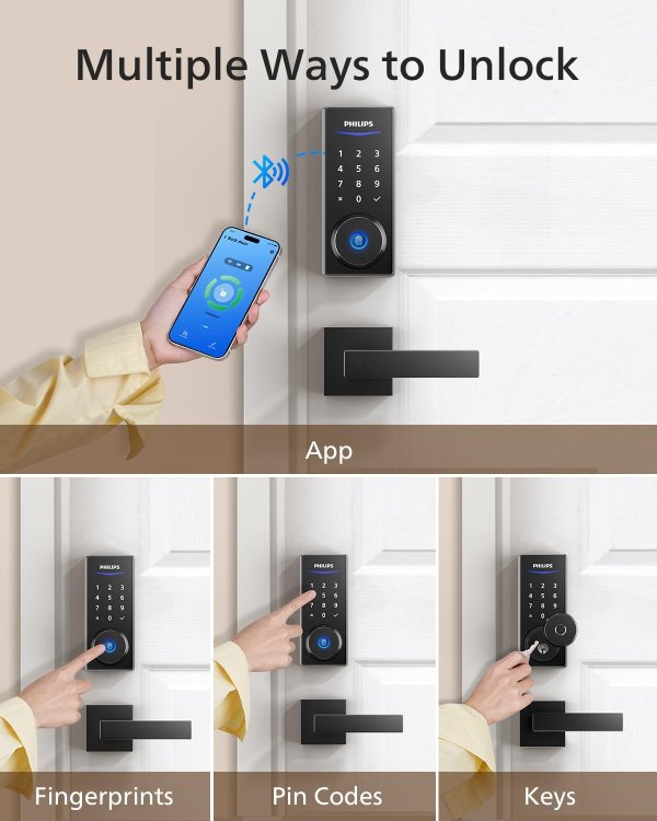 Smart Door Lock with Handle Fingerprint Unlock