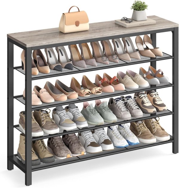 INDESTIC Shoe Rack Steel Frame 4-Tier Greige Black