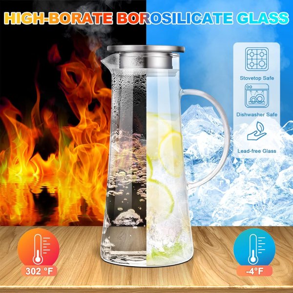 SUSTEAS 玻璃冷水壶 1.5L 带盖