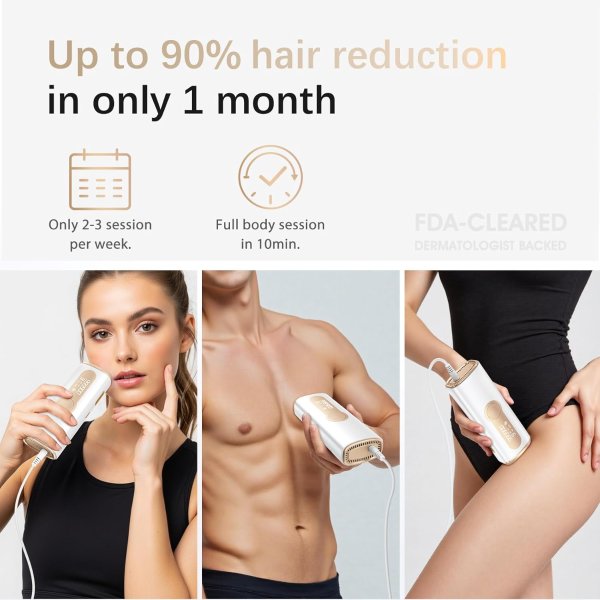 IPL Hair Removal Device Ice-Cooling Painless Full Body Face Off-White
