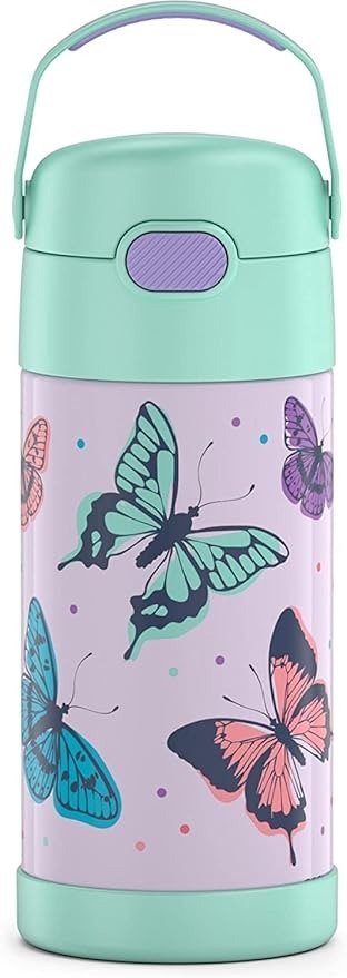 THERMOS FUNTAINER Kids Stainless Steel Water Bottle with Straw 12oz Butterfly