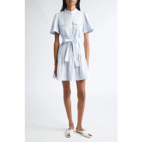 Clynton Variegated Stripe Short Sleeve Shirtdress Women