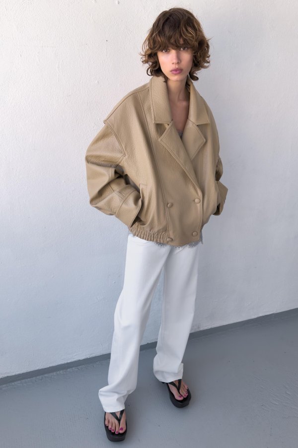 Faux Leather Bomber Jacket Women