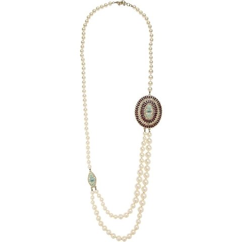 Gripoix Gold Faux Pearl Necklace