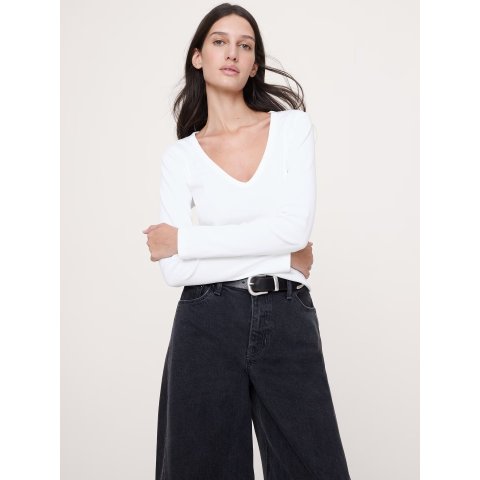 Banana RepublicCotton V-Neck Long-Sleeve T-Shirt