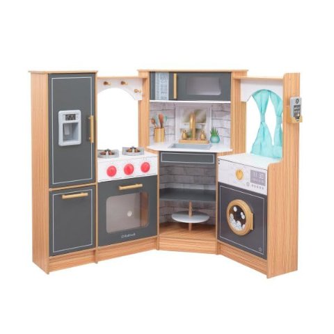 KidKraft Ultimate Corner Wooden Play Kitchen Lights & Sounds