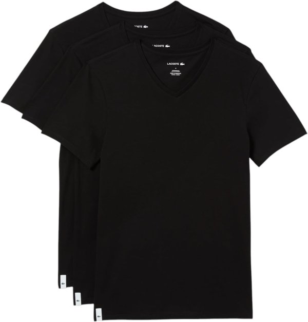 Lacoste Men's Slim Fit V-neck Undershirt 3-Pack