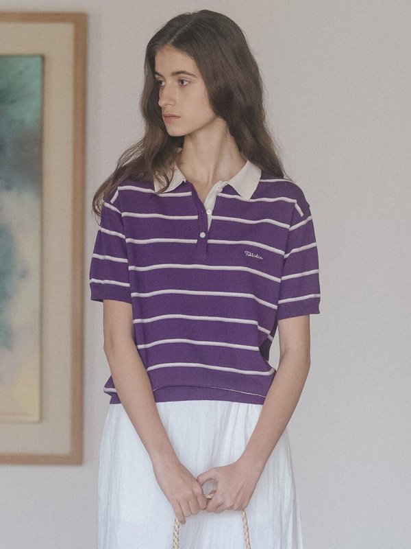 TILLIDIE Stripe Knit Top TISU06TS07 Purple