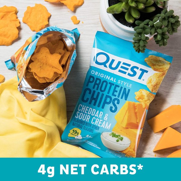 Quest Cheddar Sour Cream Protein Chips 19g Protein 12 Pack