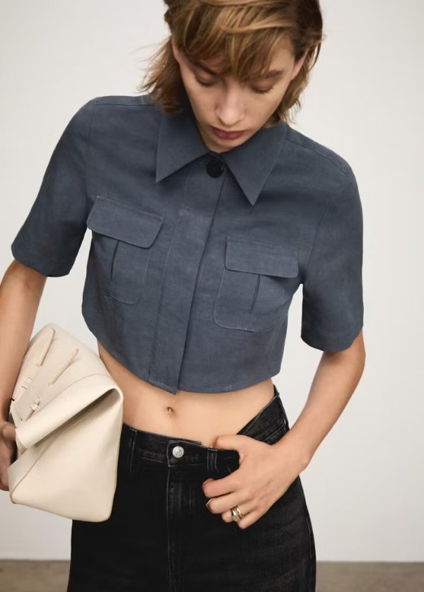  Women Lyocell Cropped Shirt