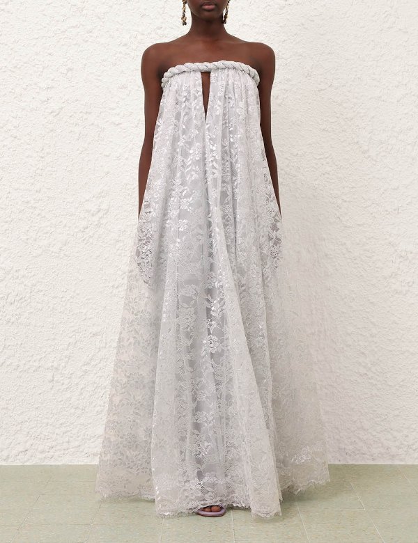 Zimmermann Carousel Metallic Twist Gown Silver