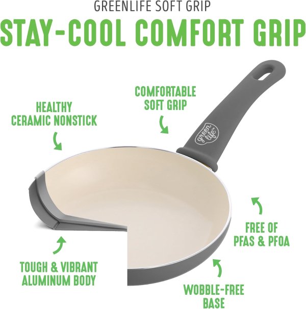 Nonstick Ceramic Cookware Set 16-Piece Gray