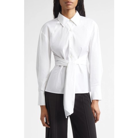 Carmine Cotton Button-Up Shirt Women