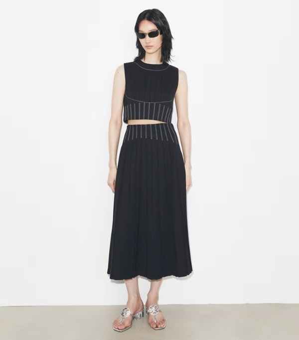 Wool Twill Pleated Skirt