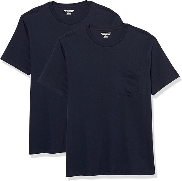 Amazon Essentials Men's Short-Sleeve Crewneck Pocket T-Shirts 2-Pack