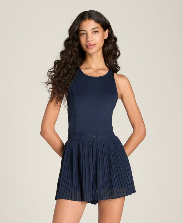 Pleated Mesh Tennis Romper
