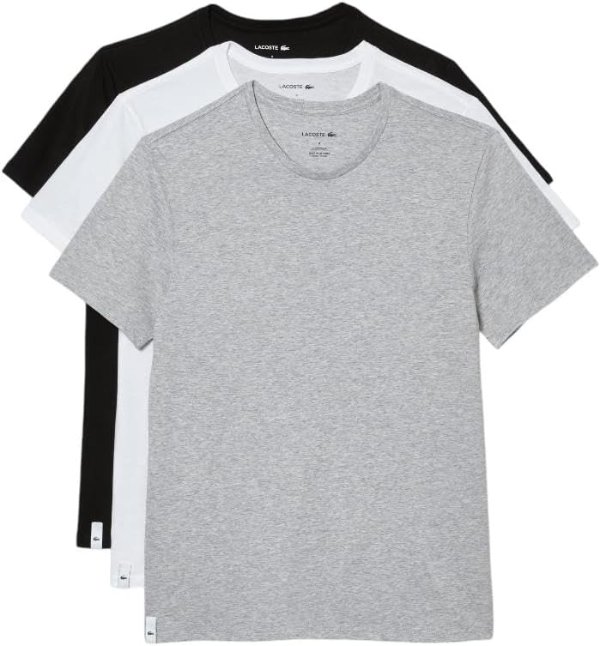 Lacoste Men's 100% Cotton Crew Neck Undershirt 3-Pack