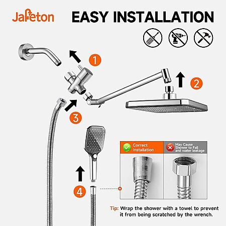 Jafeton 12.2英寸双淋浴花洒 可调高度
