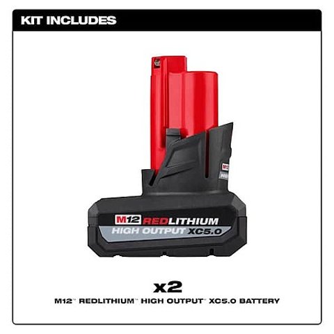 M12 12V 高输出电池 5Ah 2块装
